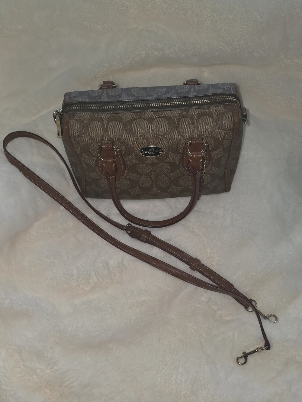 Coach Brown Signature Mini Satchel with Removable Strap
